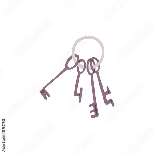 Vector illustration of a bunch of keys on an isolated background.