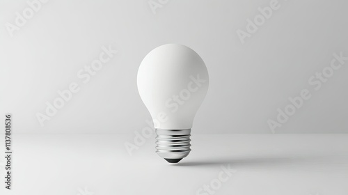 A single white LED light bulb standing upright on a clean white background, showcasing its sleek design photo