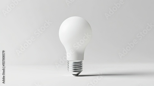 A single white LED light bulb standing upright on a clean white background, showcasing its sleek design photo