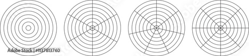 Polar grid segment concentric circles diagram of lifestyle balance. Diagram wheel parts polar grid infographic.