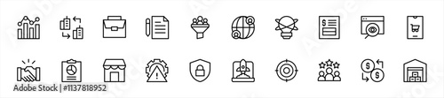 Set of B2B (Business to Business) icons. 20 sets of B2B (Business to Business) icons. B2B (Business to Business) icons. Simple line B2B (Business to Business) icons	
