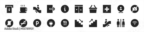 Set of public sign icons. 20 sets of public sign icons. Public sign icons. Simple glyph public sign icons	