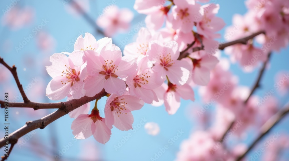 Obraz premium Delicate Pink Cherry Blossoms Falling Gently