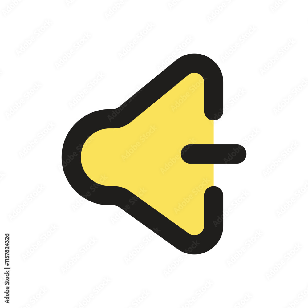 Obraz premium The image shows a small yellow pixel art icon representing a speaker or volume control.