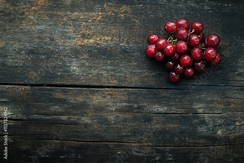 Wineberry on a rustic wooden surface, top view, with half of the image left as space for text. photo