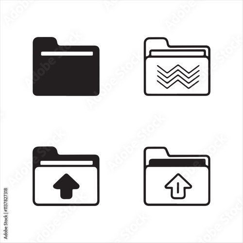 Folders flat line icons set
