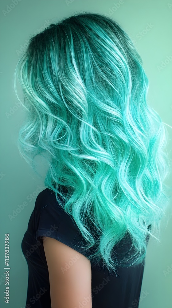 Fototapeta premium A cool gradient transitioning from mint green to turquoise, creating a refreshing look.