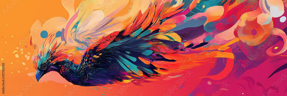 Obraz premium Vibrant Abstract Phoenix Bird