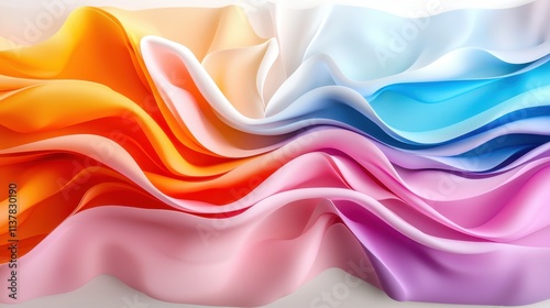 Colorful Waves of Smooth Satin Fabric Draped Gracefully in Soft Textures and Vibrant Shades