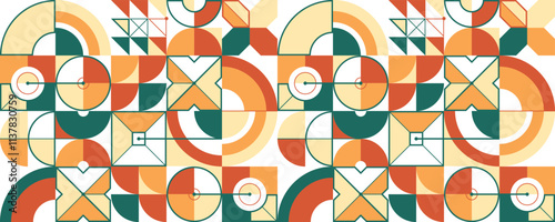 Seamless vector abstract background, geometric seamless pattern, tiling endless wallpaper with geometrical shapes structure in ethnic colors.