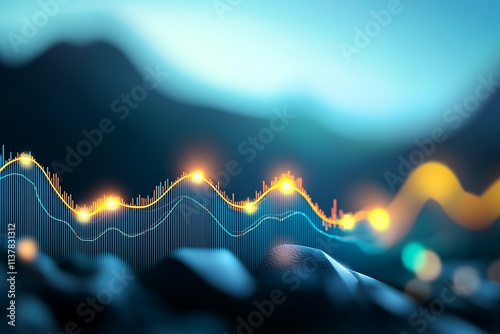 Abstract representation of nonparametric estimation, featuring smooth density plots and colorful data distributions. photo