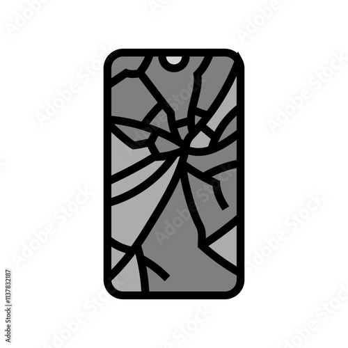 broken smartphone screen color icon vector. broken smartphone screen sign. isolated symbol illustration