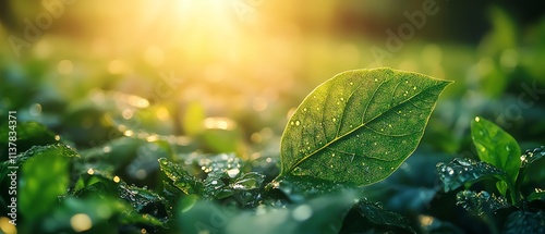 Green leaf symbolizing renewable energy, energy sources like wind, solar, and hydro, sustainable development, responsible environment, ecology focus photo