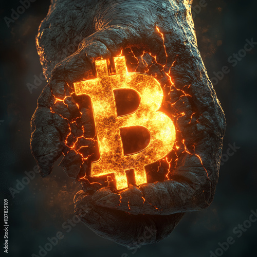 A stylized Bitcoin logo symbolizing digital currency and blockchain technology. Ideal for finance, crypto, and tech topics. photo