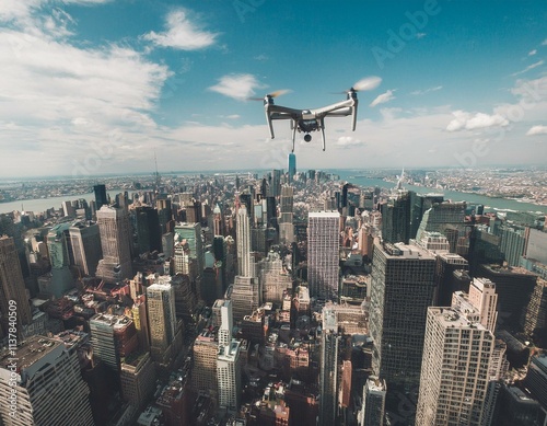 Drone Flying Over New York City photo