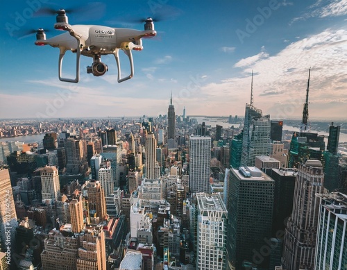 Drone Flying Over New York City photo