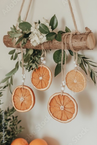 Wallpaper Mural Rustic wall hanging with dried orange slices and greenery for natural home decor Torontodigital.ca