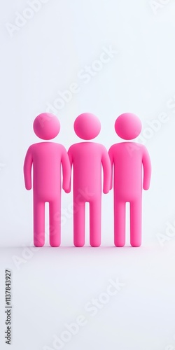 Wallpaper Mural Isometric team icon depicting three simple pink figures standing together in unity Torontodigital.ca
