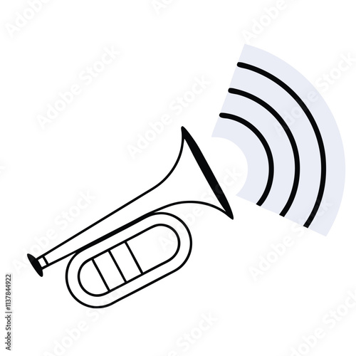 a black and white line drawing of a trumpet
