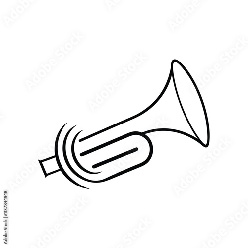 a black and white line drawing of a trumpet