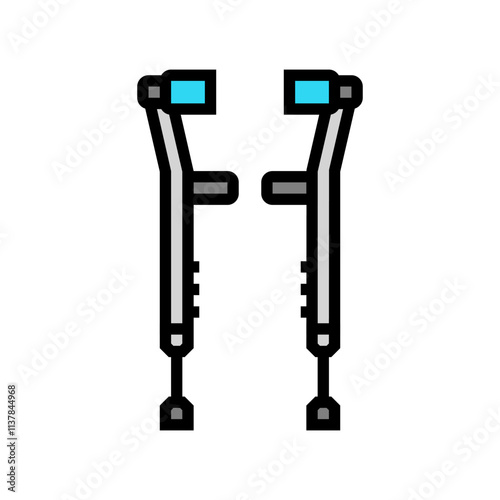 walking crutches fracture injury color icon vector. walking crutches fracture injury sign. isolated symbol illustration
