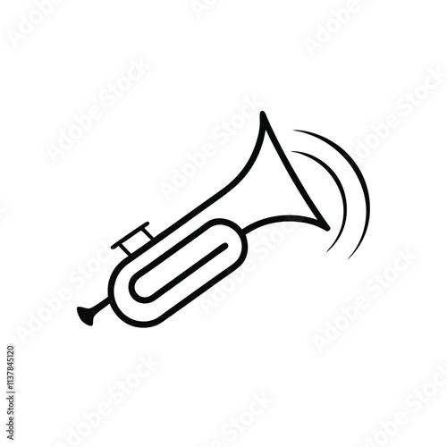 a black and white line drawing of a trumpet