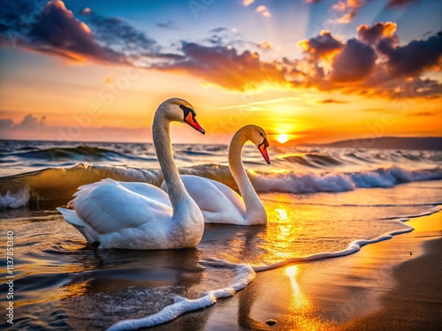 Couple Beach Romance Sunset Love Sea Ocean Sand Shore  Photography Medium Shot photo