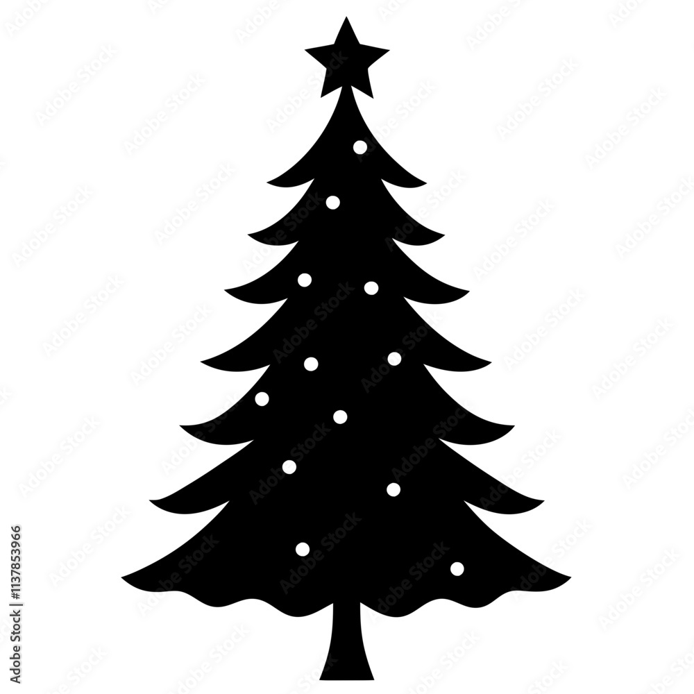 Fototapeta premium Christmas tree design illustration, Festival tree vector art design, Holiday decoration art shape.