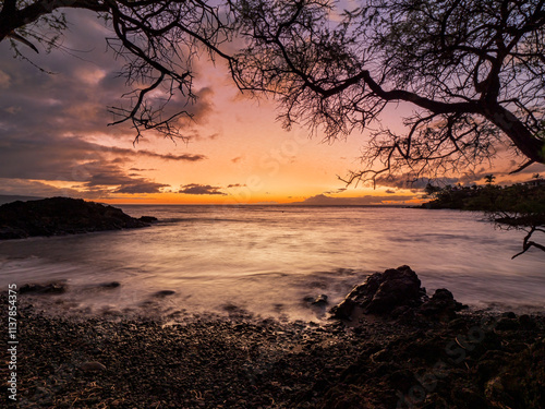 Follow me with a sundowner at the Maui Makena Beach view during summer time photo