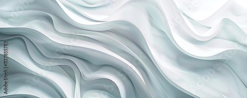 Abstract silk white background with smooth flowing lines and geometric shapes, representing a modern design or technology concept. For a banner or presentation. Minimalist wallpaper