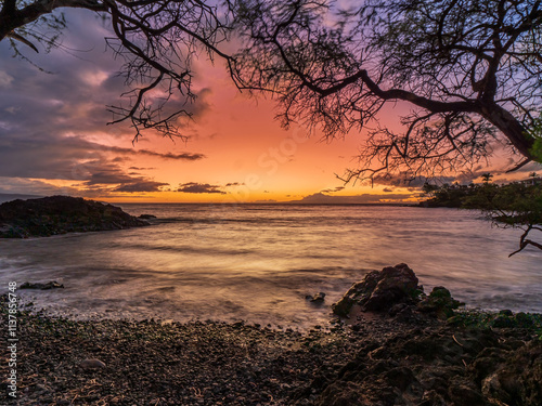 Follow me with a sundowner at the Maui Makena Beach view during summer time photo