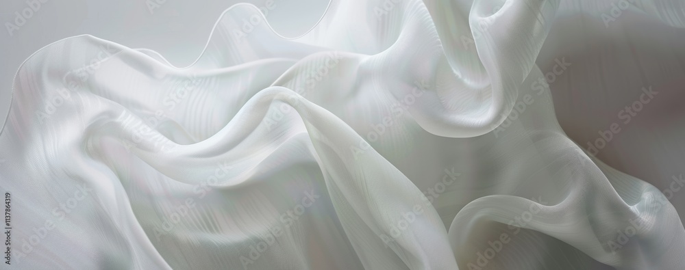 Fototapeta premium Abstract white background with soft lines and curves, creating an elegant atmosphere. The design features a harmonious blend of light gray tones for a clean aesthetic web banner or wallpaper