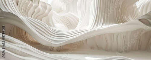 Abstract white background with soft lines and curves, creating an elegant atmosphere. The design features a harmonious blend of light gray tones for a clean aesthetic web banner or wallpaper