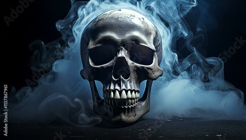 crâne tête de mort avec fumée Generated image