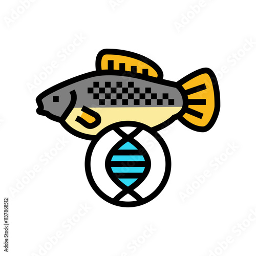 fish with dna genetic engineering color icon vector. fish with dna genetic engineering sign. isolated symbol illustration