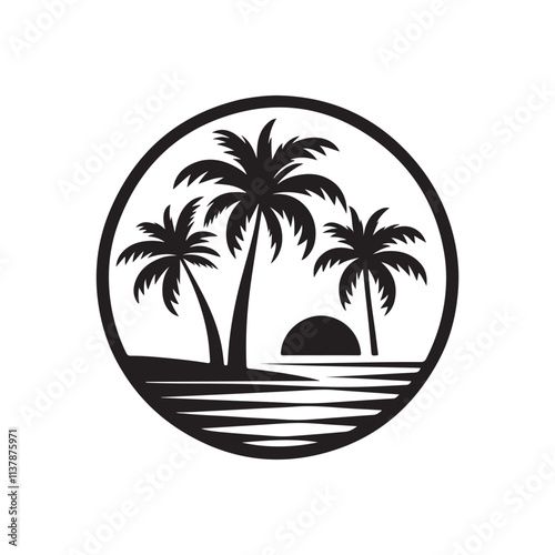 Wallpaper Mural palm tree silhouette vector illustration outline art logo Torontodigital.ca