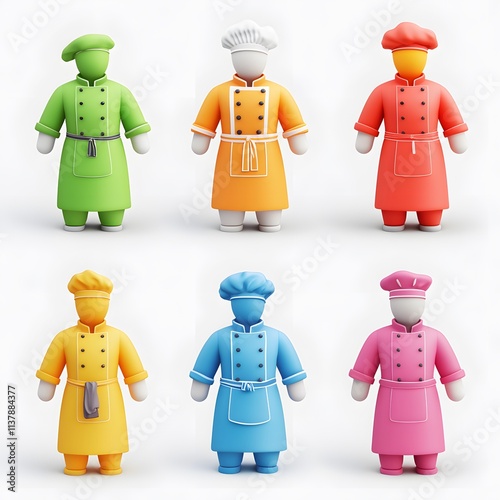 Colorful chef icons in uniforms photo