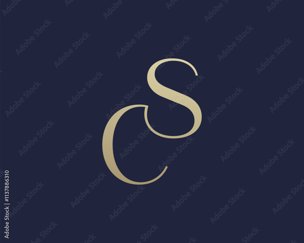 Obraz premium SC or CS letter logo icon design. Classic style luxury initials monogram.