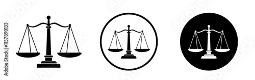 Scales icon set. Justice scales. Weight scales. Scales vector icon. Vector illustrations