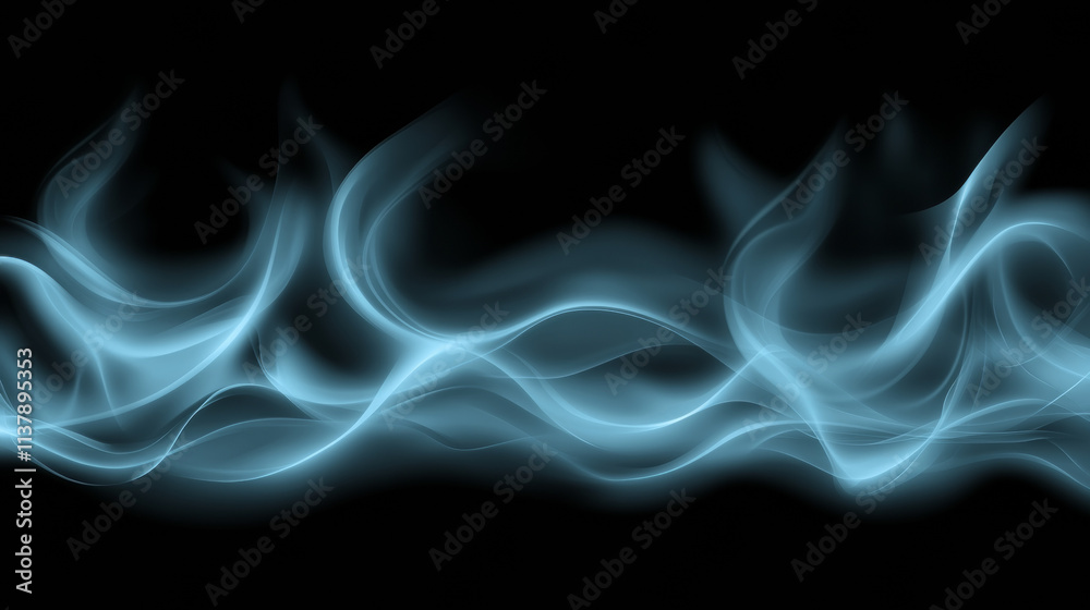 Obraz premium Ethereal blue smoke waves create mesmerizing abstract background