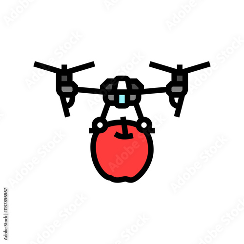 harvesting drone robot harvests color icon vector. harvesting drone robot harvests sign. isolated symbol illustration