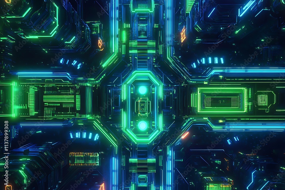 Fototapeta premium Futuristic Circuit Board with Glowing Pathways