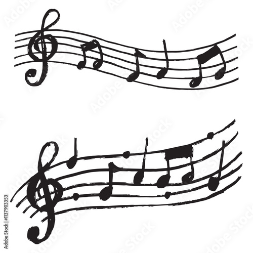 Musical notes, vintage line drawing or engraving illustration.
