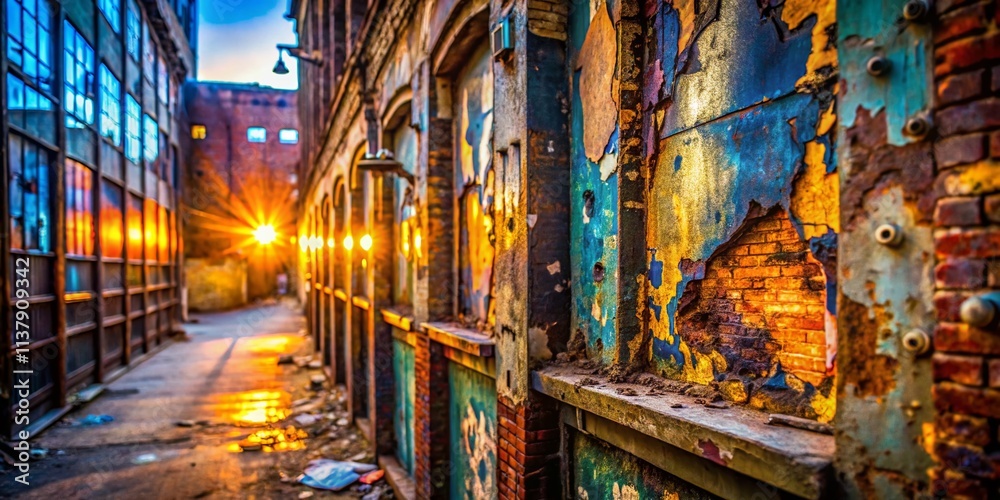 Fototapeta premium Urban Exploration Photography: Fun Textures, Grunge Walls, Abandoned Buildings, Rust, Graffiti Art, Industrial Decay, Street Photography, Creative Textures