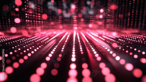 Wallpaper Mural Glowing red and white grid pattern on black background Torontodigital.ca