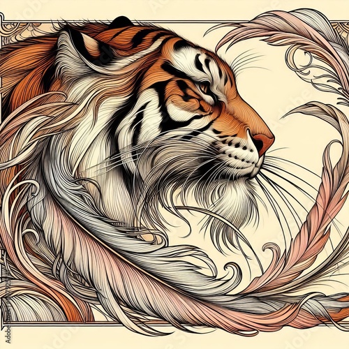 Art Nouveau Tiger Whisker A tiger's whisker painted in Art Nouve photo