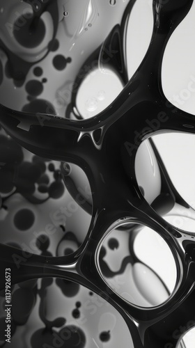 Black and white abstract background with drops and bubbles with space for text, for website and business cards