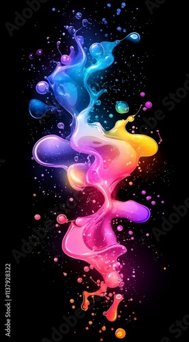 liquid explosion on black 3d illustration