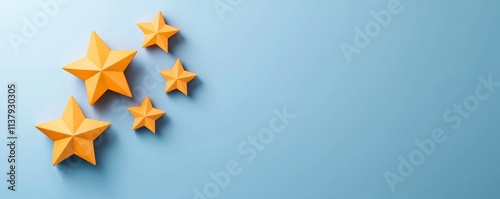 Bright yellow stars of various sizes against a soft blue background, creating a cheerful and playful atmosphere.
