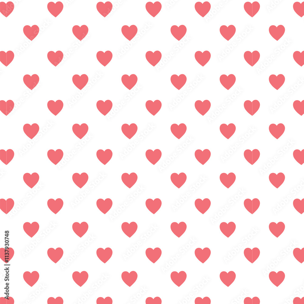 Small pink hearts on white background seamless pattern for Valentine's Day. Small pink hearts on white background seamless pattern for Valentine's Day.